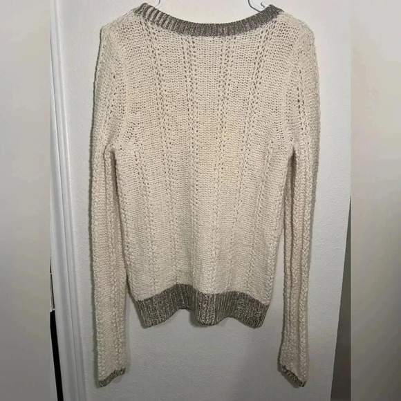 Anthropologie MOTH Cream Knit Wool Blend Round Neck Long Sleeve Sweater Size M - Picture 8 of 10